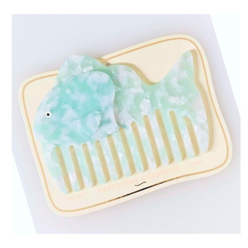 NWT By Anthropologie Detangling Fish Comb, Light Blue